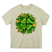Mossy St. Patricks Sunflower With Clover Heavy Core Tee - BundleAndBundleShop