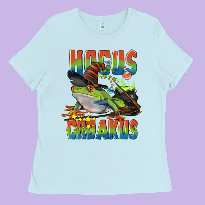 Hocus Croakus Halloween Frog Ladies Tee Designed By Lillyallendesigns
