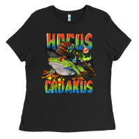 Black Hocus Croakus Halloween Frog Ladies Tee - LillyAllenDesigns