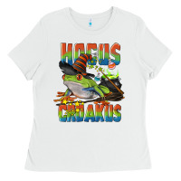 White Hocus Croakus Halloween Frog Ladies Tee - LillyAllenDesigns