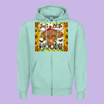 Just A Little Moody Zipper Hoodie Designed By Cowhidedigitalart