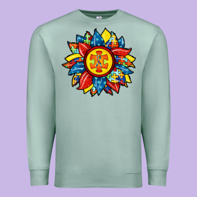 Autism Sunflower Premium Sweatshirt Designed By Racoondesign