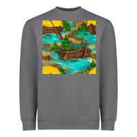 Storm Lake Boat Rudder And Sunflowers Seamless Pattern Heavyweight Sweatshirt - BundleAndBundleShop
