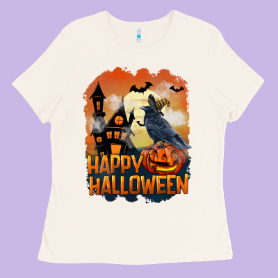 Happy Halloween With Crow Ladies Tee Designed By Lillyallendesigns
