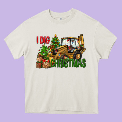 I Dig Christmas Backhoe Loader Heavy Core Tee Designed By Bundleandbundleshop