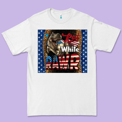 Western Red White Rawr Dinosaur Premium Tee Designed By Lillyallendesigns
