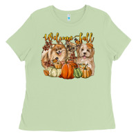 Matcha welcome fall with dogs Ladies Tee - LillyAllenDesigns