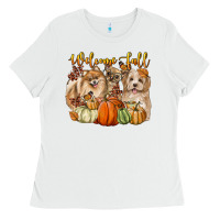 White welcome fall with dogs Ladies Tee - LillyAllenDesigns