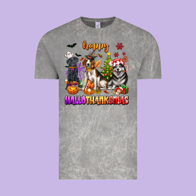 Happy Hallothanksmas Dogs Vintage Tee Designed By Texasbilliewilder