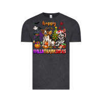 Vintage Black happy hallothanksmas dogs Vintage Tee - texasbilliewilder