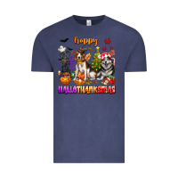 Vintage Denim happy hallothanksmas dogs Vintage Tee - texasbilliewilder