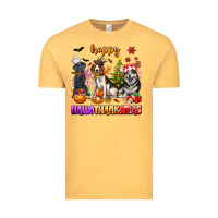 Vintage Mustard happy hallothanksmas dogs Vintage Tee - texasbilliewilder
