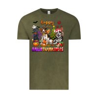 Vintage Olive happy hallothanksmas dogs Vintage Tee - texasbilliewilder