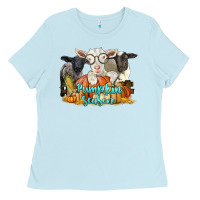 Baby Blue pumpkin season with baby sheeps and goat Ladies Tee - LillyAllenDesigns