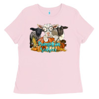 Bubblegum Pink pumpkin season with baby sheeps and goat Ladies Tee - LillyAllenDesigns