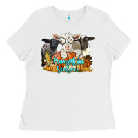 White pumpkin season with baby sheeps and goat Ladies Tee - LillyAllenDesigns