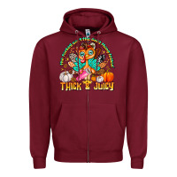 Burgundy The Turkey Ain’t The Only Thing Lookin Thick & J Zipper Hoodie - CowhideDigitalArt