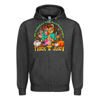 Charcoal Heather The Turkey Ain’t The Only Thing Lookin Thick & J Zipper Hoodie - CowhideDigitalArt