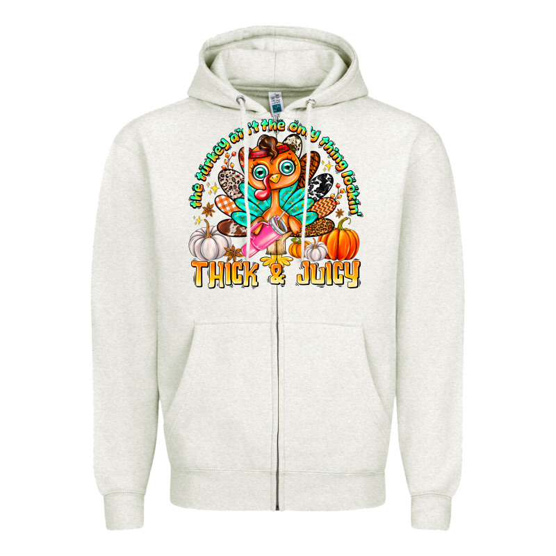 The Turkey Ain’t The Only Thing Lookin Thick & J Zipper Hoodie by CowhideDigitalArt | Teevron