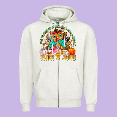 The Turkey Ain’t The Only Thing Lookin Thick & J Zipper Hoodie Designed By Cowhidedigitalart
