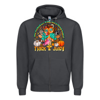 Smoke The Turkey Ain’t The Only Thing Lookin Thick & J Zipper Hoodie - CowhideDigitalArt