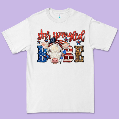 Western Star Spangled Baby Cow Premium Tee Designed By Lillyallendesigns