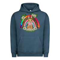 Pigment Midnight Navy easter rabbit rainbow Urban Hoodie - BarkalooDesign