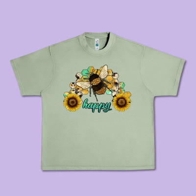 Bee Happy Honey Comb Urban Heavy Tee Designed By Jahusdesignshop