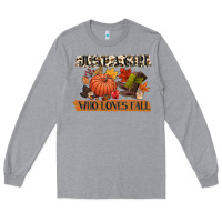 Heather Grey just a girl who loves fall Long Sleeve Tee - CowGirlArtShop