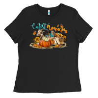 Black Cutest Pumpkin In The Patch Ladies Tee - LillyAllenDesigns