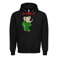 Black babar the elephant Zipper Hoodie - lanVoArt