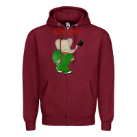 Burgundy babar the elephant Zipper Hoodie - lanVoArt