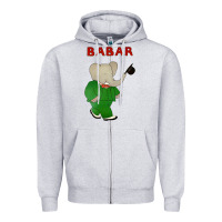 Heather Grey babar the elephant Zipper Hoodie - lanVoArt