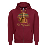 Burgundy alf alien no problem vintage Zipper Hoodie - lanVoArt
