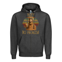 Charcoal Heather alf alien no problem vintage Zipper Hoodie - lanVoArt