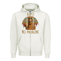Oatmeal Heather alf alien no problem vintage Zipper Hoodie - lanVoArt