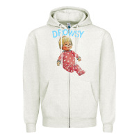 Oatmeal Heather drowsy doll Zipper Hoodie - lanVoArt