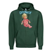 Sports Green drowsy doll Zipper Hoodie - lanVoArt