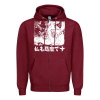 Burgundy i'm a devilman Zipper Hoodie - lanVoArt