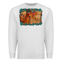 Oatmeal Heather chicken western Premium Sweatshirt - RacoonDesign