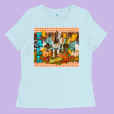 Fall With Baby Goat Ladies Tee Designed By Lillyallendesigns