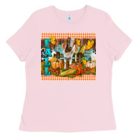 Bubblegum Pink fall with baby goat Ladies Tee - LillyAllenDesigns