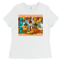 White fall with baby goat Ladies Tee - LillyAllenDesigns