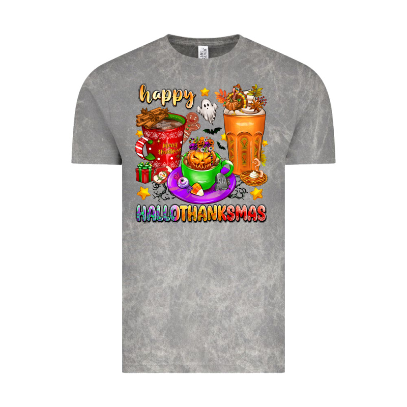 Happy Hallothanksmas Coffee Cups Vintage Tee by texasbilliewilder | Teevron
