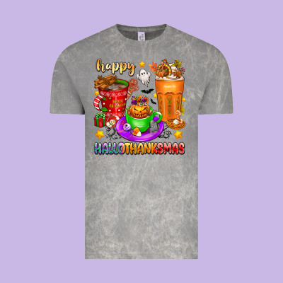 Happy Hallothanksmas Coffee Cups Vintage Tee Designed By Texasbilliewilder