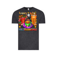 Vintage Black Happy Hallothanksmas coffee cups Vintage Tee - texasbilliewilder