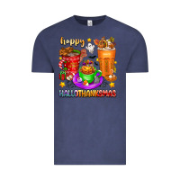Vintage Denim Happy Hallothanksmas coffee cups Vintage Tee - texasbilliewilder