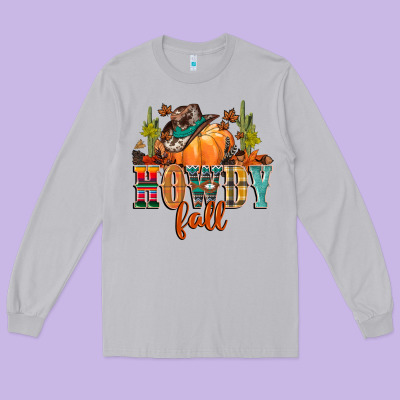 Howdy Fall Long Sleeve Tee Designed By Cowgirlartshop