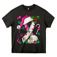 Asphalt Pink Christmas Breast Cancer Ribbon Volleyball Heavy Core Tee - BundleAndBundleShop