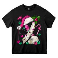 Black Pink Christmas Breast Cancer Ribbon Volleyball Heavy Core Tee - BundleAndBundleShop